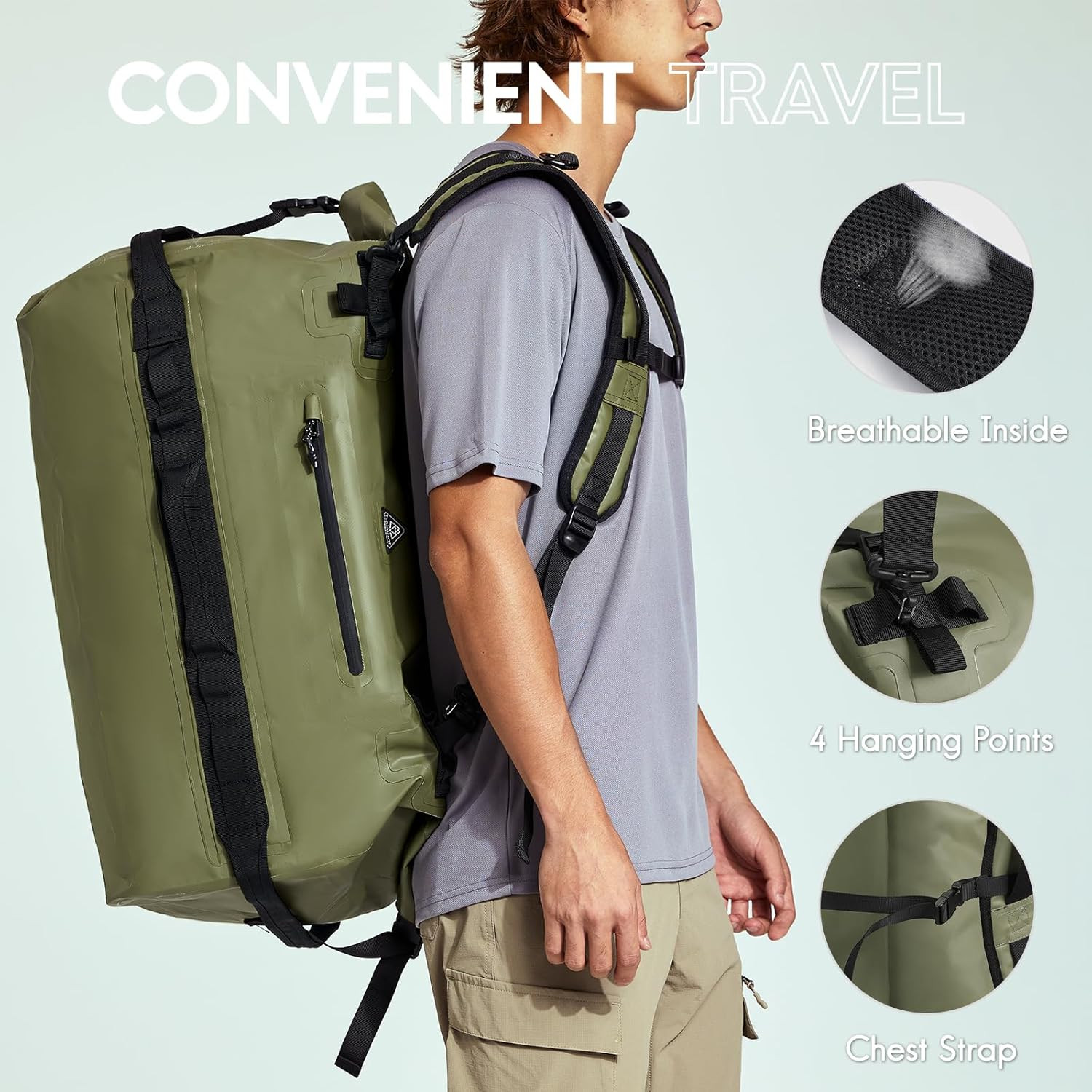 60L/90L Waterproof Dry Duffle Backpack for Boating, Kayaking & Travel