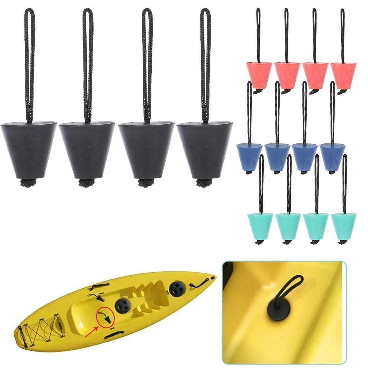 LOT Silicone Kayak Scupper Plug Kit Canoe Drain Holes Stopper Bung Accessories