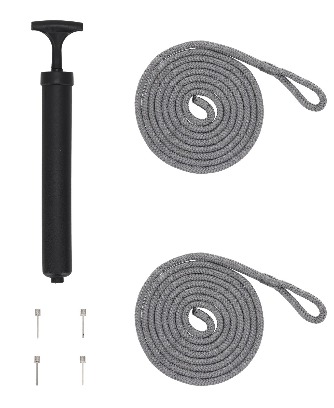 Rockville FEN245-GREY Boat Fender Package 2 Bumpers 4.5″x16″, 2 Lines + Pump