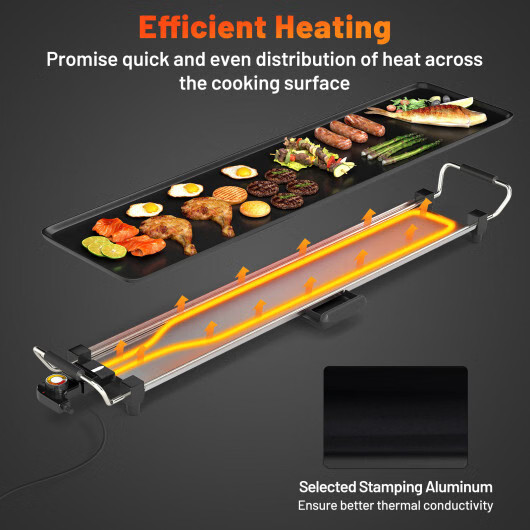 Costway 35 Inch Large Electric Griddle Nonstick BBQ Grill with Adjustable Temper