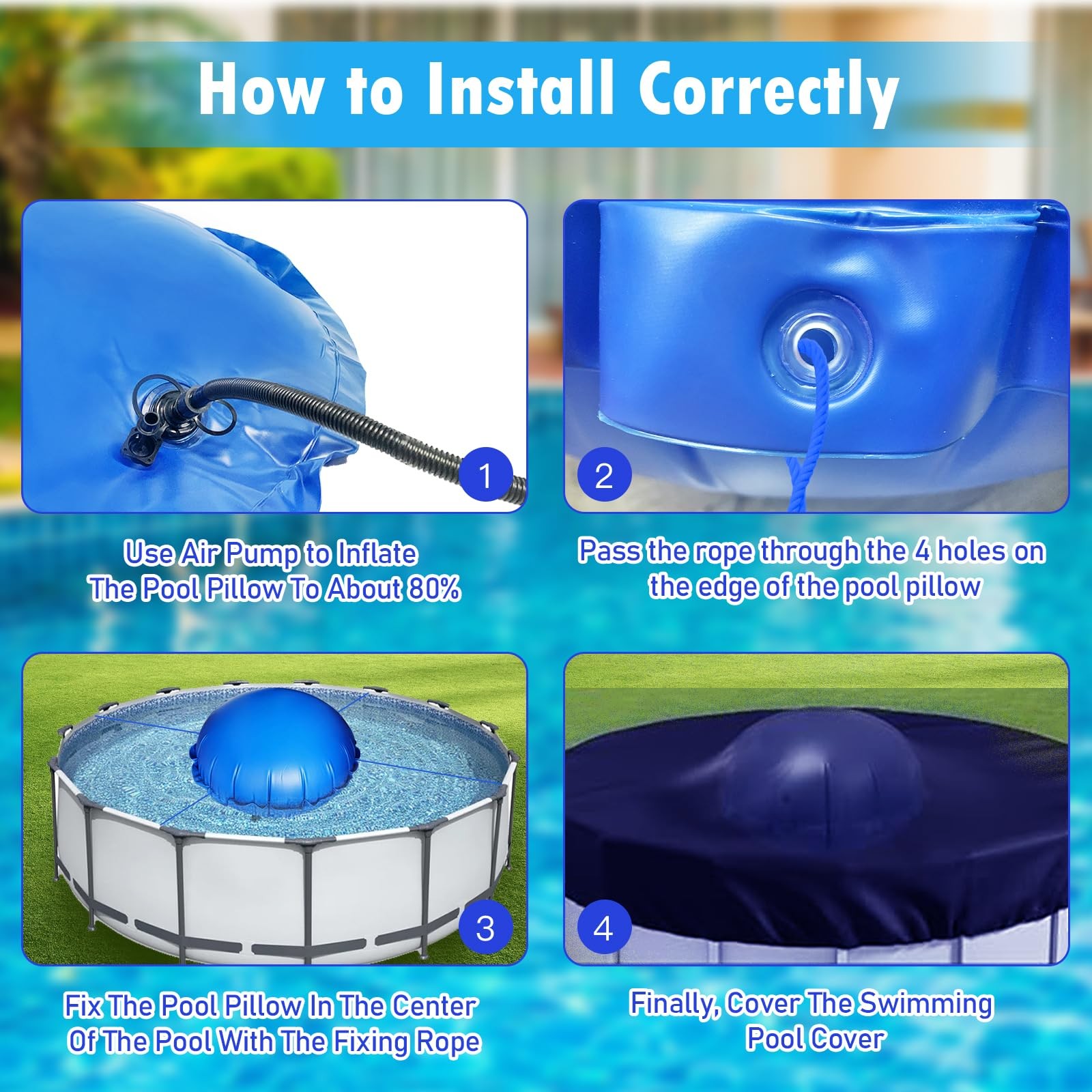 4ft Pool Pillows for Winterizing Above Ground Pools Durable PVC Air Bladders
