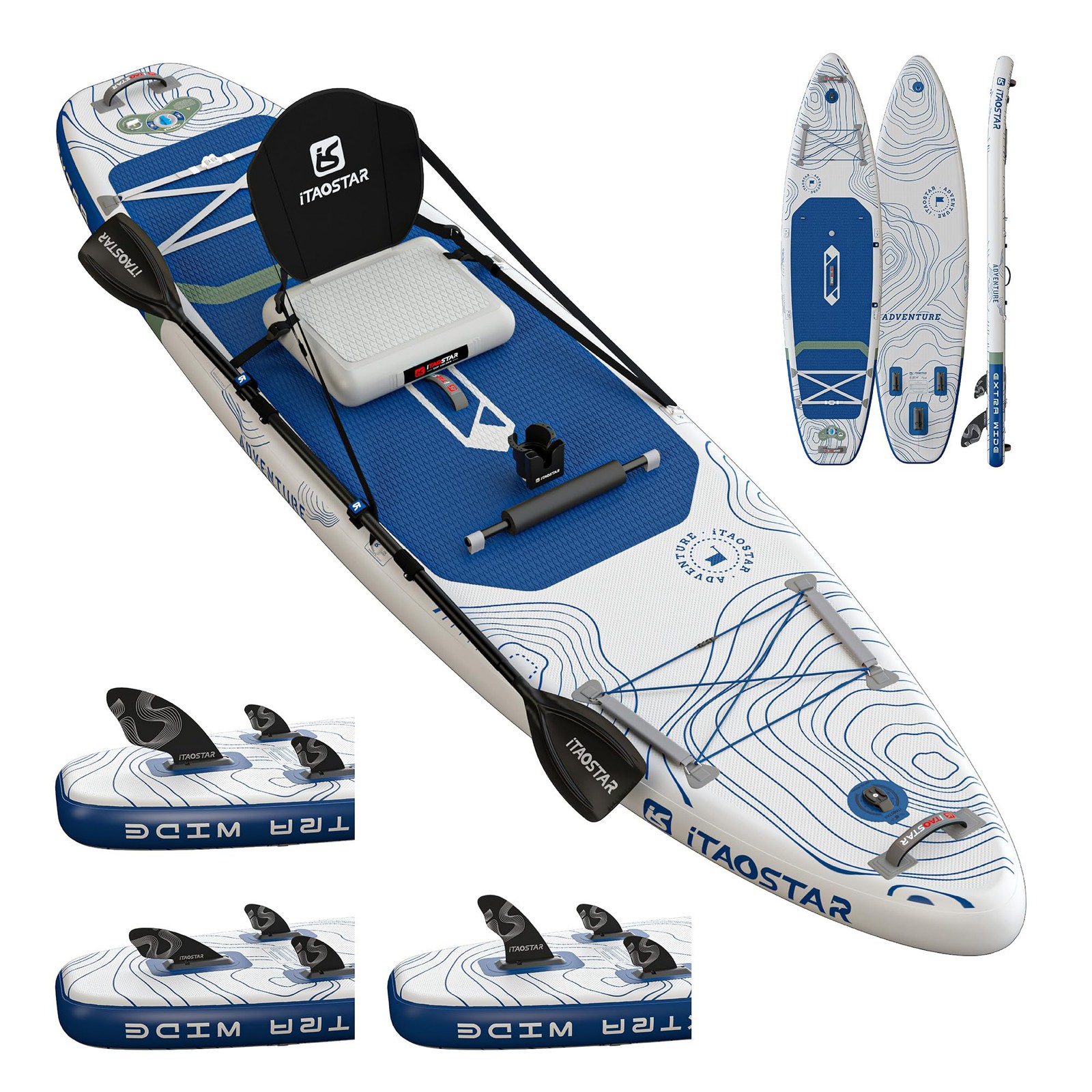 iTAOSTAR Adventure 12′ × 35 Inflatable Stand Up Paddle Board with Seat