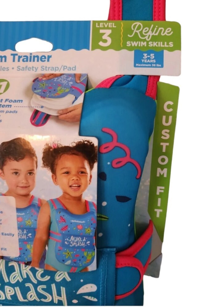 New Swim School Level 3 Progressive Swim Trainer Vest Age 3-5 adjustable 38 lbs
