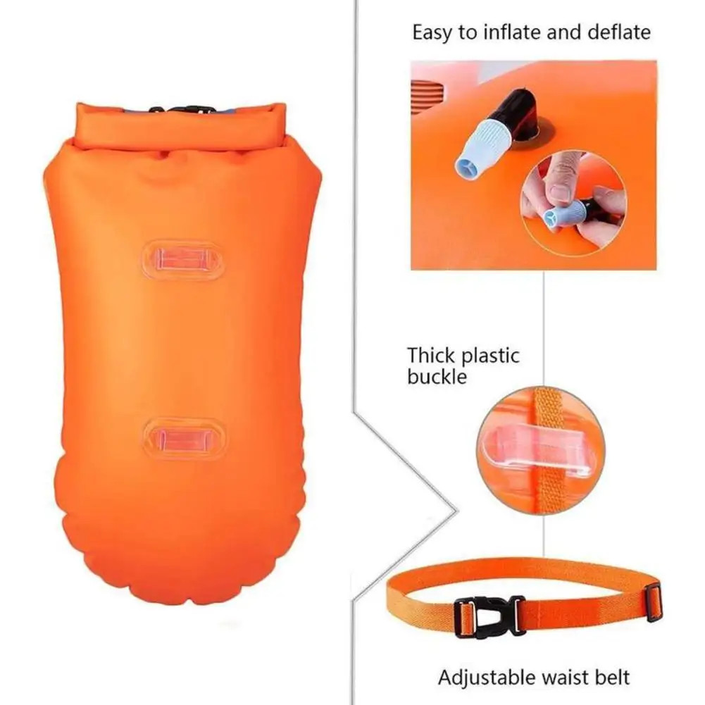 Outdoor Safety Swimming Buoy – Waterproof PVC Float Bag with Waist Belt & Storag