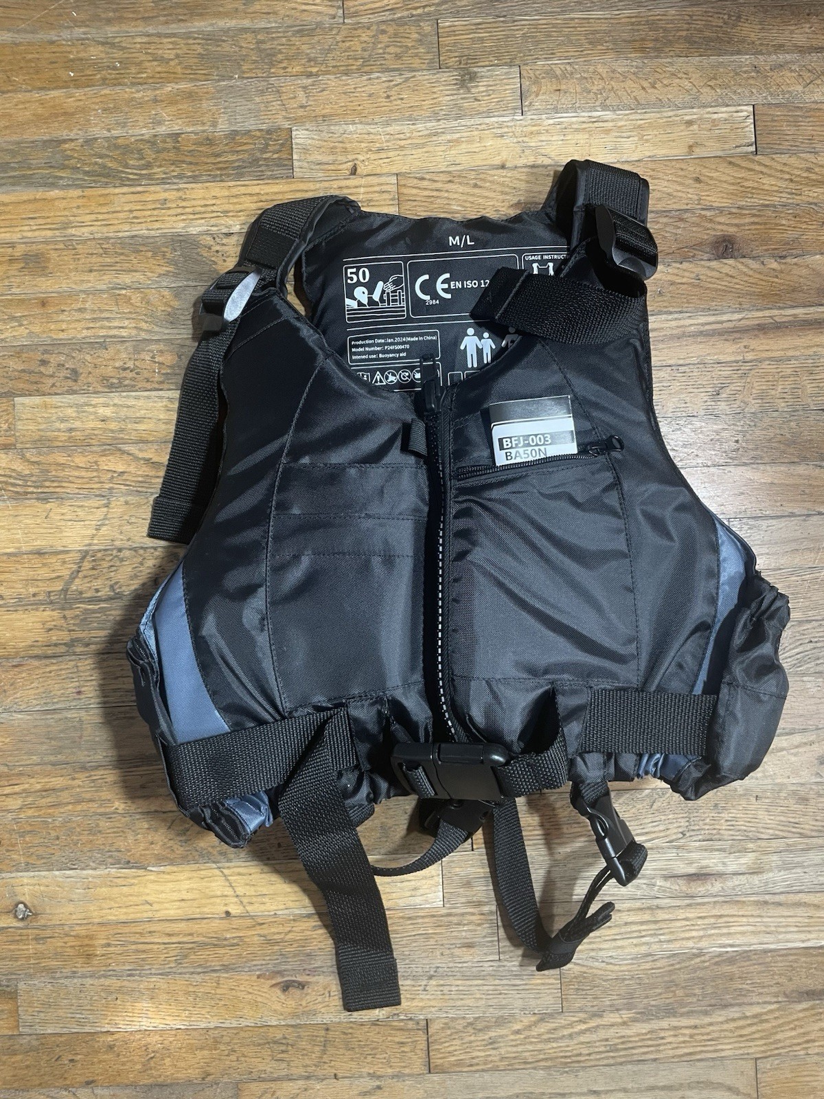 Boglia BFJ003 Swim Vest Fishing Jacket Size Med/L PVC Floatation Adjustable