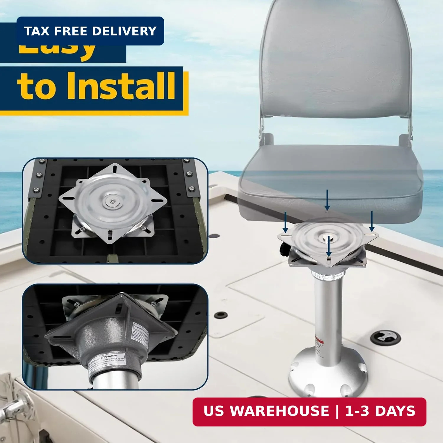 marinexplore Boat Seat Swivel,Stainless Steel Seat Swivel Mount Base for Bass Jo
