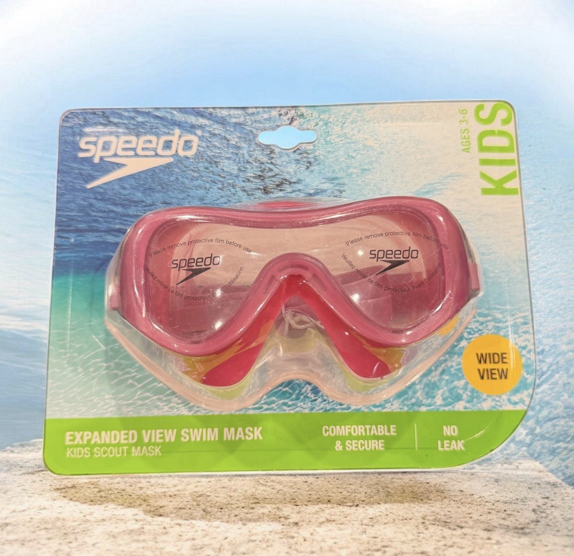 Speedo Kids’ Swim Mask with Fabric Strap – Pink: Ages 3-6 Polycarbonate