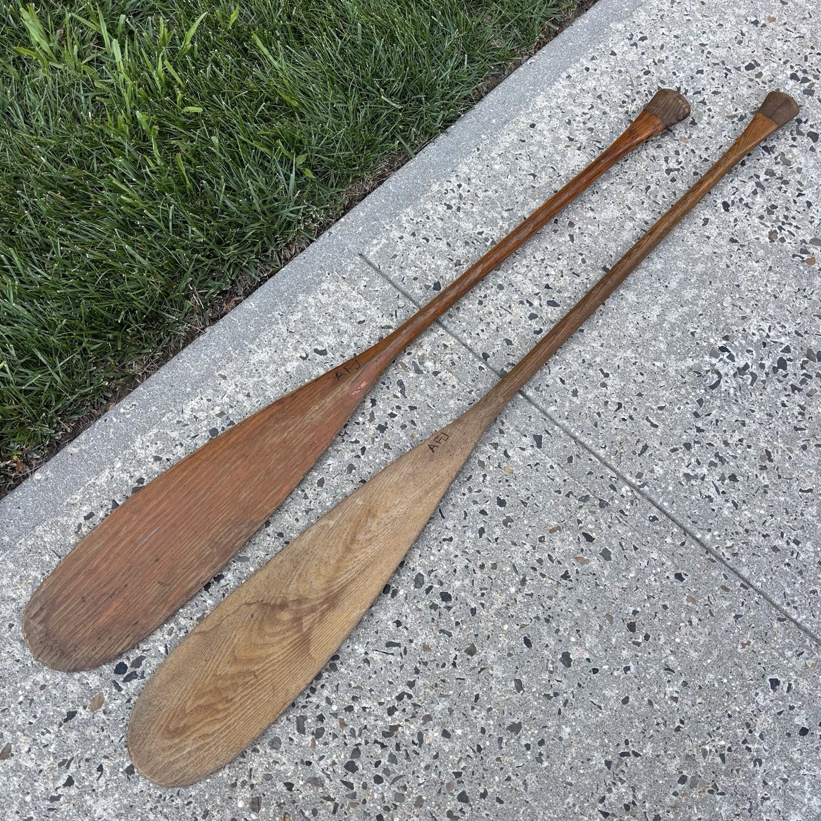 2 x Vintage Wood Canoe Paddles Oars Old Town Rustic Cabin Lake House Decor