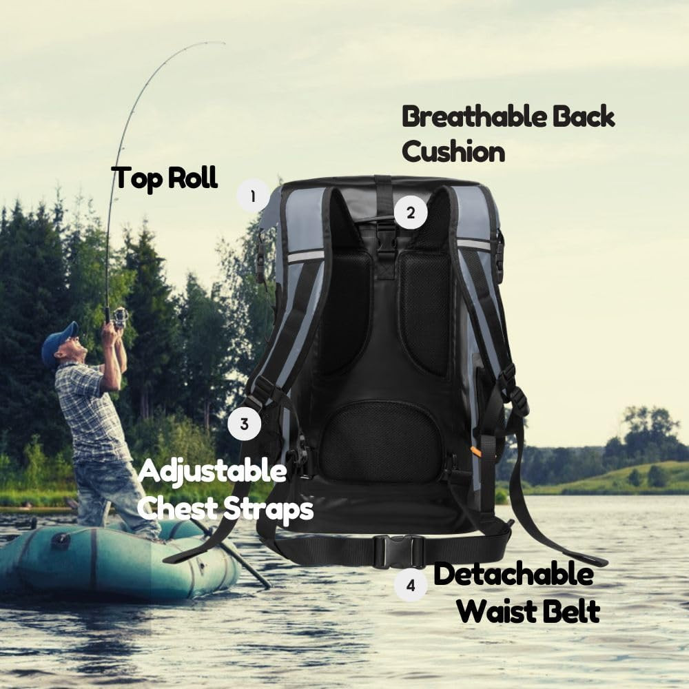 Waterproof Roll Top Kayak Dry Backpack, Floating Outdoor Dry Sack Boating Sailin