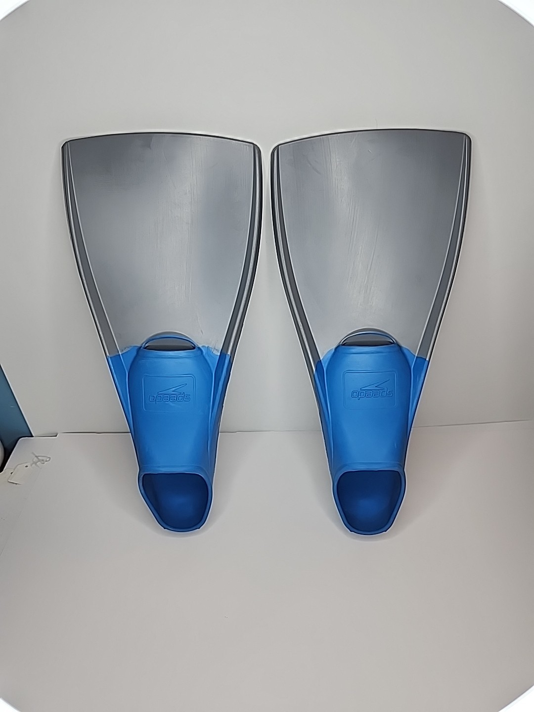 Speedo Trialon Rubber Swim Fins Flippers Unisex Adult Medium 7-8 Blue Gray