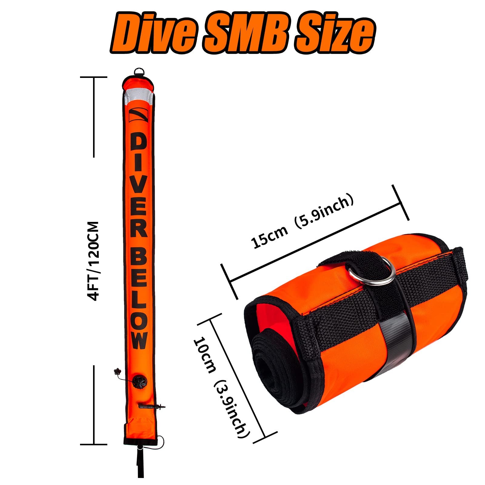 4FT Dive SMB Surface Marker Buoy, High Visibility Inflatable Scuba Signal Tub…