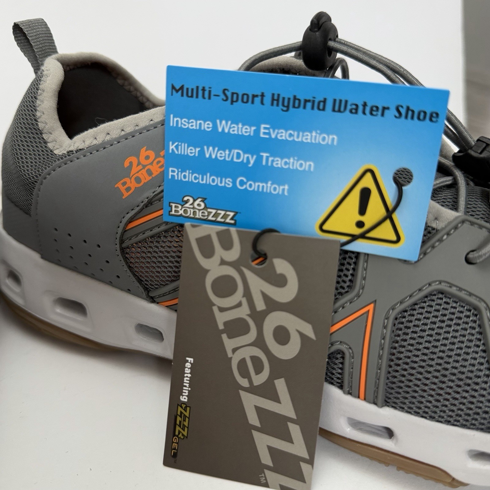 26 BoneZZZ Flozzz HydroPro Water Shoes Men’s Size 10 Gray Orange New No Box