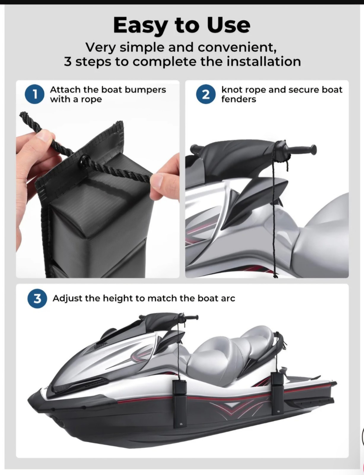 2 Pack Kemimoto PWC Jet Ski Folding Design Bumpers 25″ – Accessories, Protection