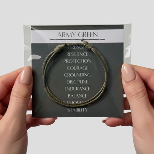 Adjustable Wax Nylon Cord Bracelet for Men Women Adult – One Size Army Green