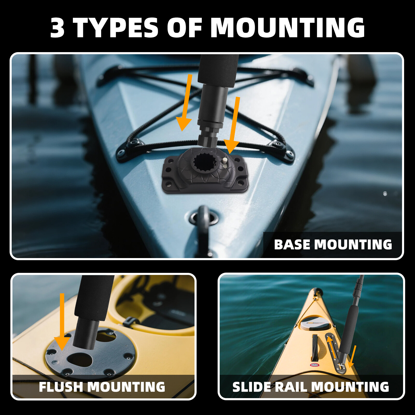 360 LED Light Pole Flag Kayak Safety Flag Pennant For Canoe Boat Fishing Dinghy