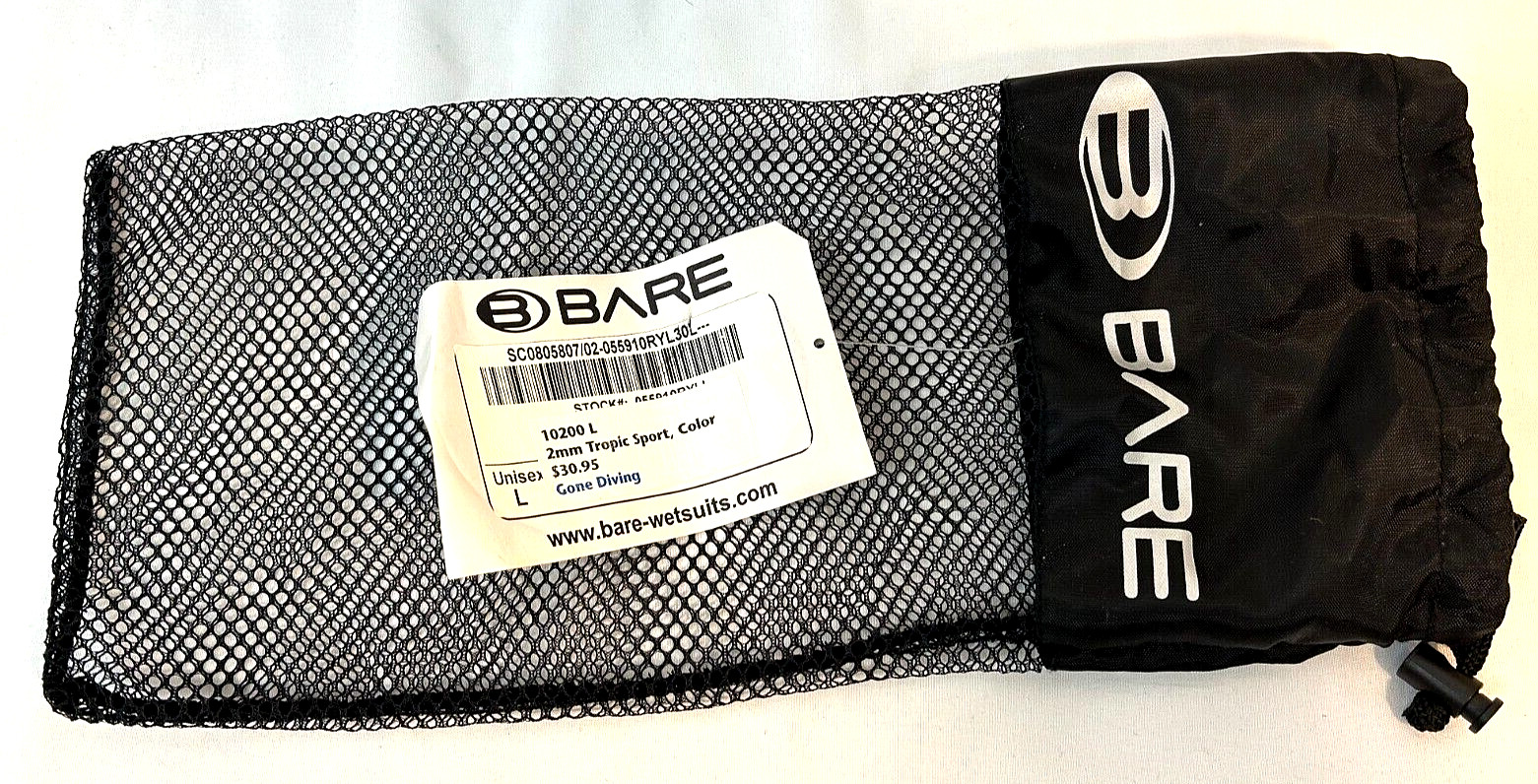 BARE ~ Diving Gloves 10200 L ~ 2mm Tropic Sports Blue/Black/Gray ~ Unisex