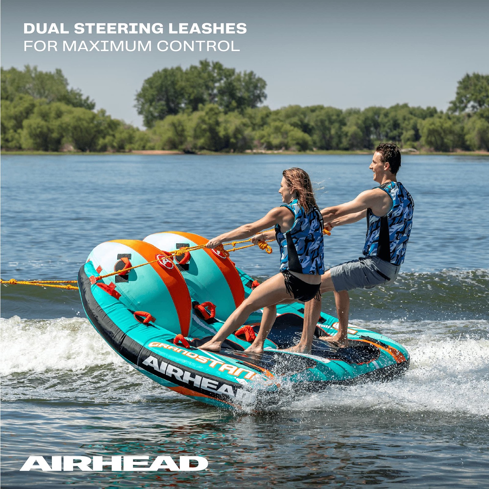 AIRHEAD Grandstand-2 Towable Inflatable Tube for Boating Water Sports 1-2 Rider