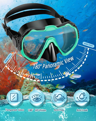 PIYAZI Snorkeling Gear for Adults, Adult 1 Set, Malachite Green (1 Set)