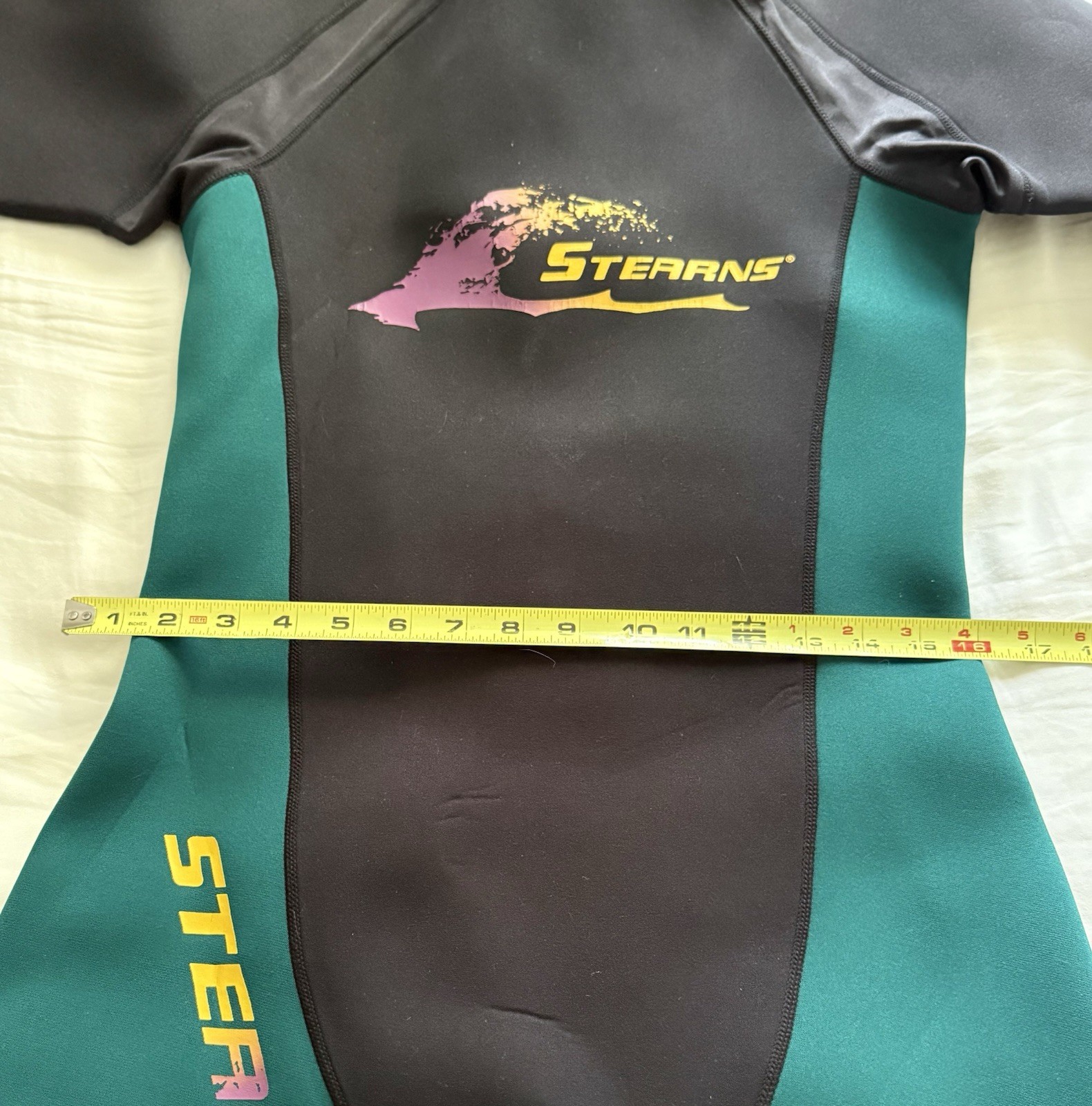 Stearns Wetsuit Neoprene Shorty Black/Green Size M Made in Thailand VB1