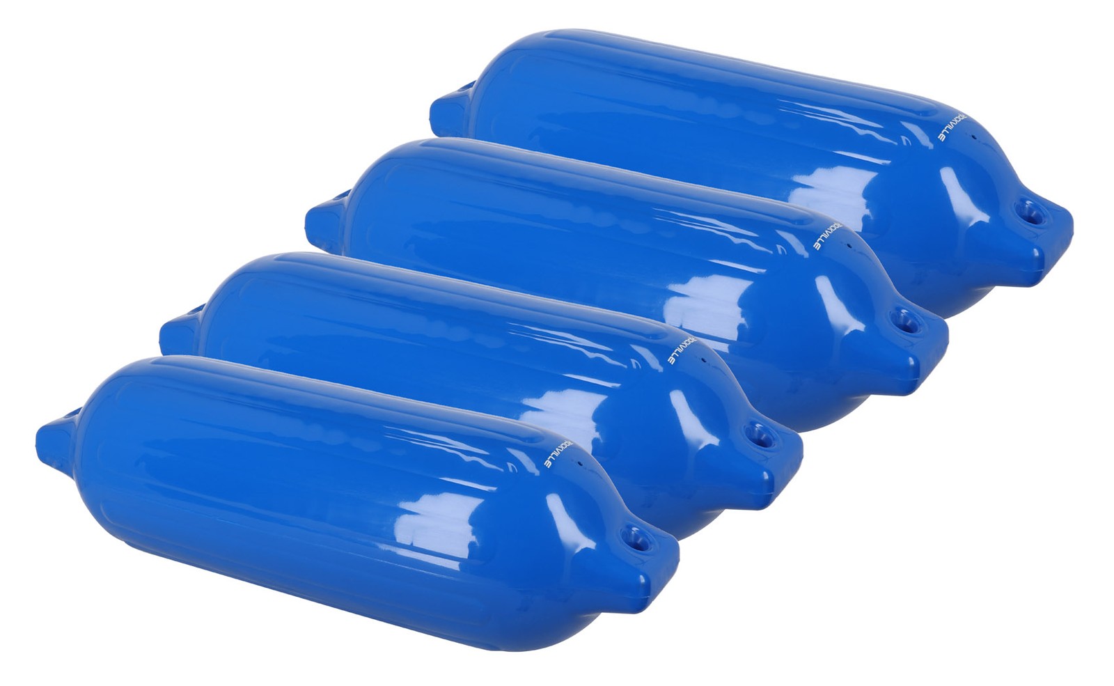 Rockville FEN485-BLUE Boat Fender Package 4 Bumpers 8.5″x27″, 4 Covers, 4 Lines