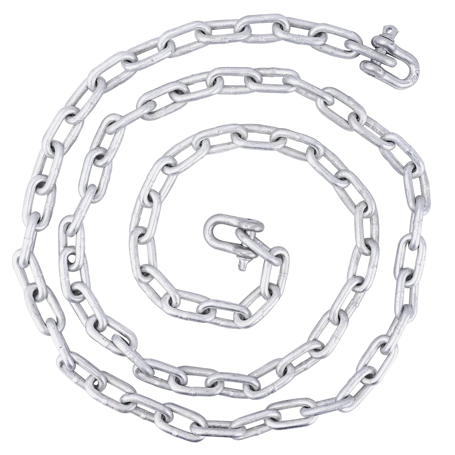 SYSTEM Galvanized 5/16″ Anchor Chain 2 PCS 3/8″ Anti-Off Shackles, Boat Ancho…