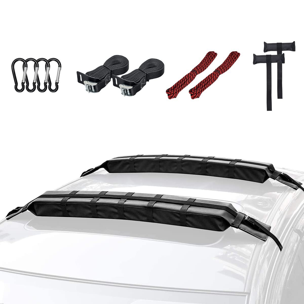 WOOWAVE Premium Kayak Roof Rack Pads Universal Soft Carrier for Canoe/Surfboard