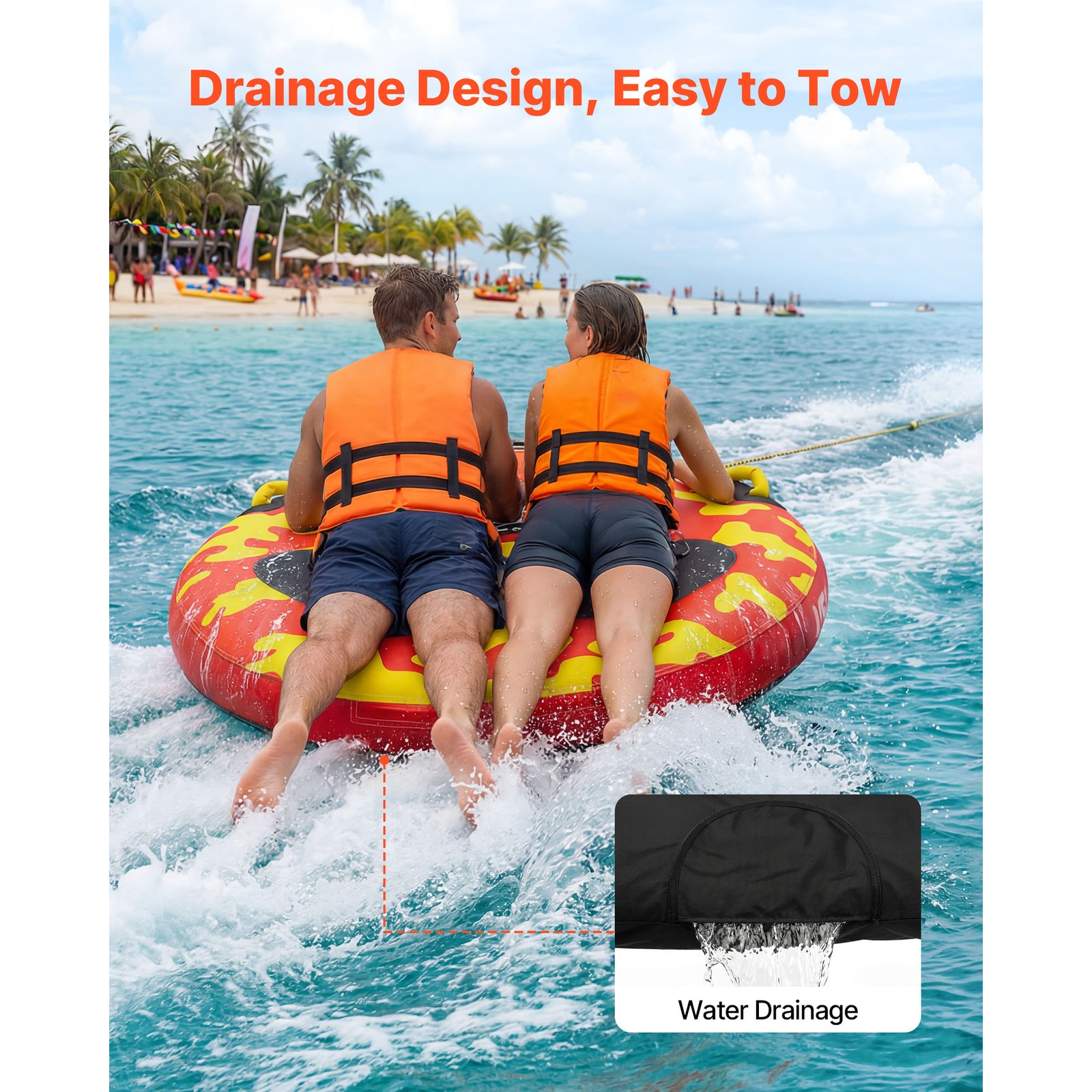 Uimoso Towable Inflatable Tube for 2-5 Riders Ideal for Water Sports and Boating