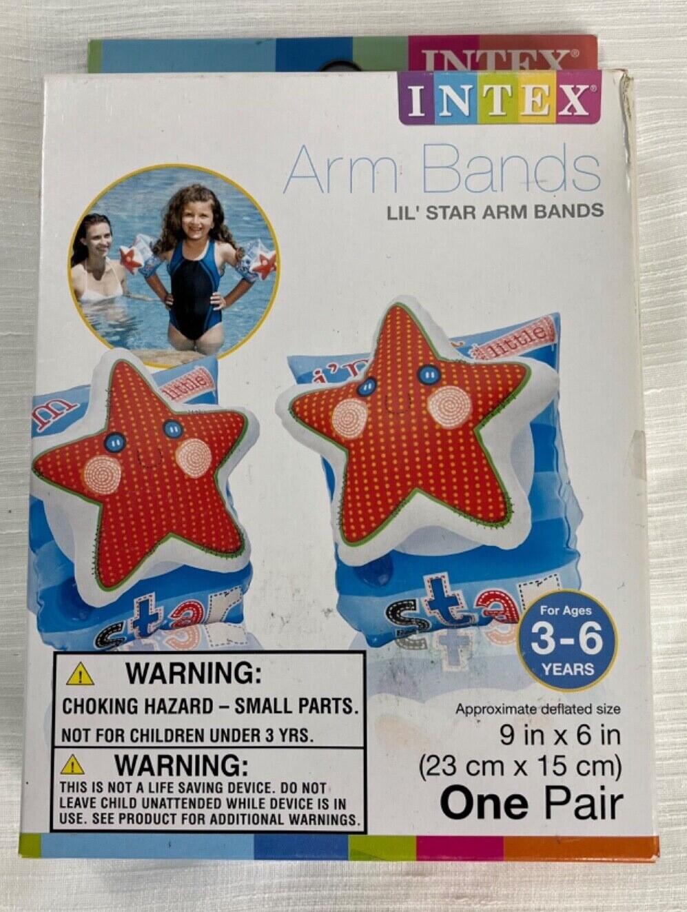 Intex Water Arm Bands Inflatable age 3-6 Deluxe Neon Red, Lil Star Pool Swimming