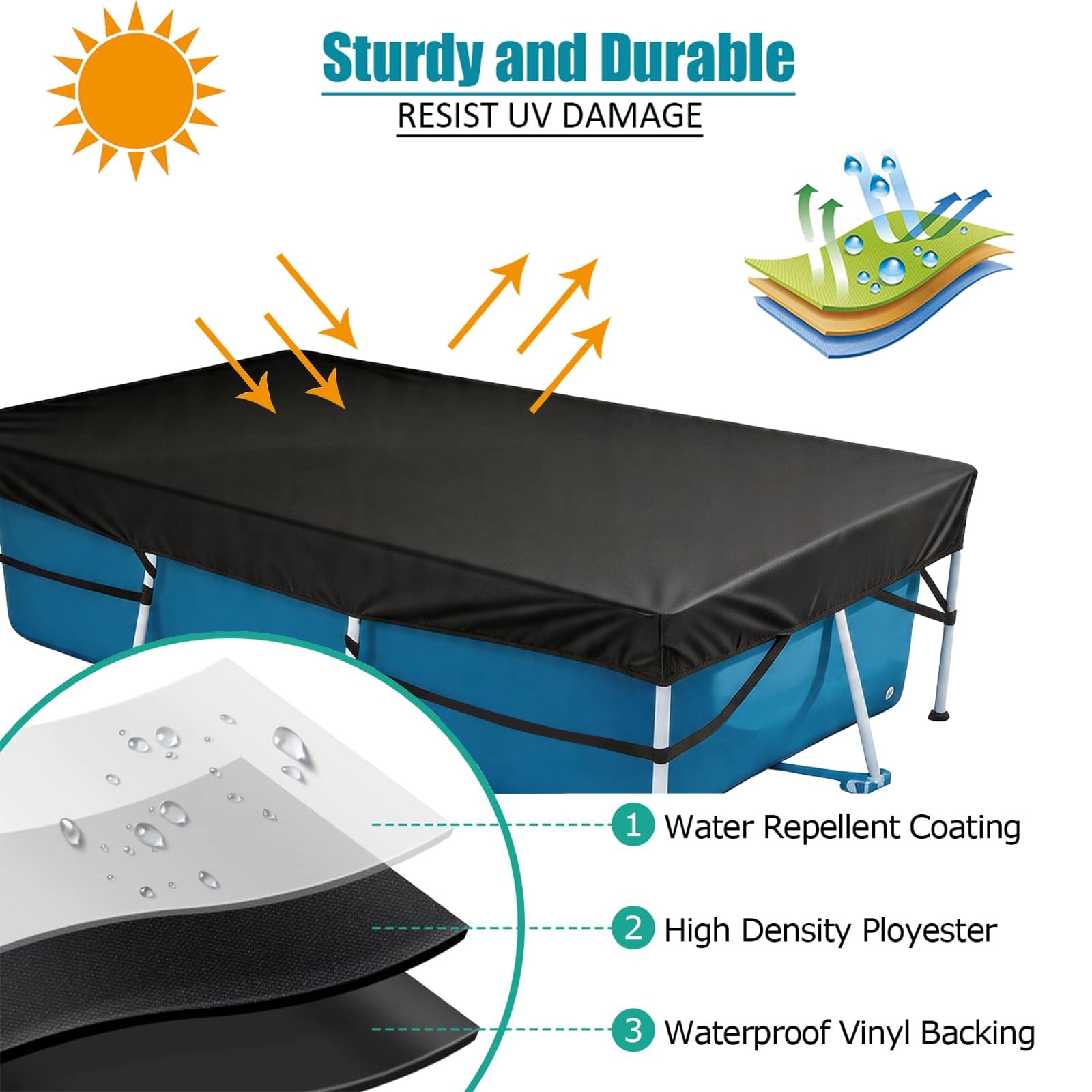 Heavy-Duty 7×4 Ft Waterproof Pool Cover for Above Ground Swimming Pools