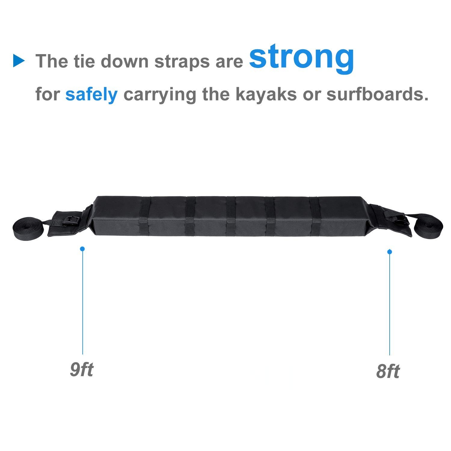 WOOWAVE Kayak Roof Rack Pads Universal Car Roof Rack Soft Premium Surf Crossb…