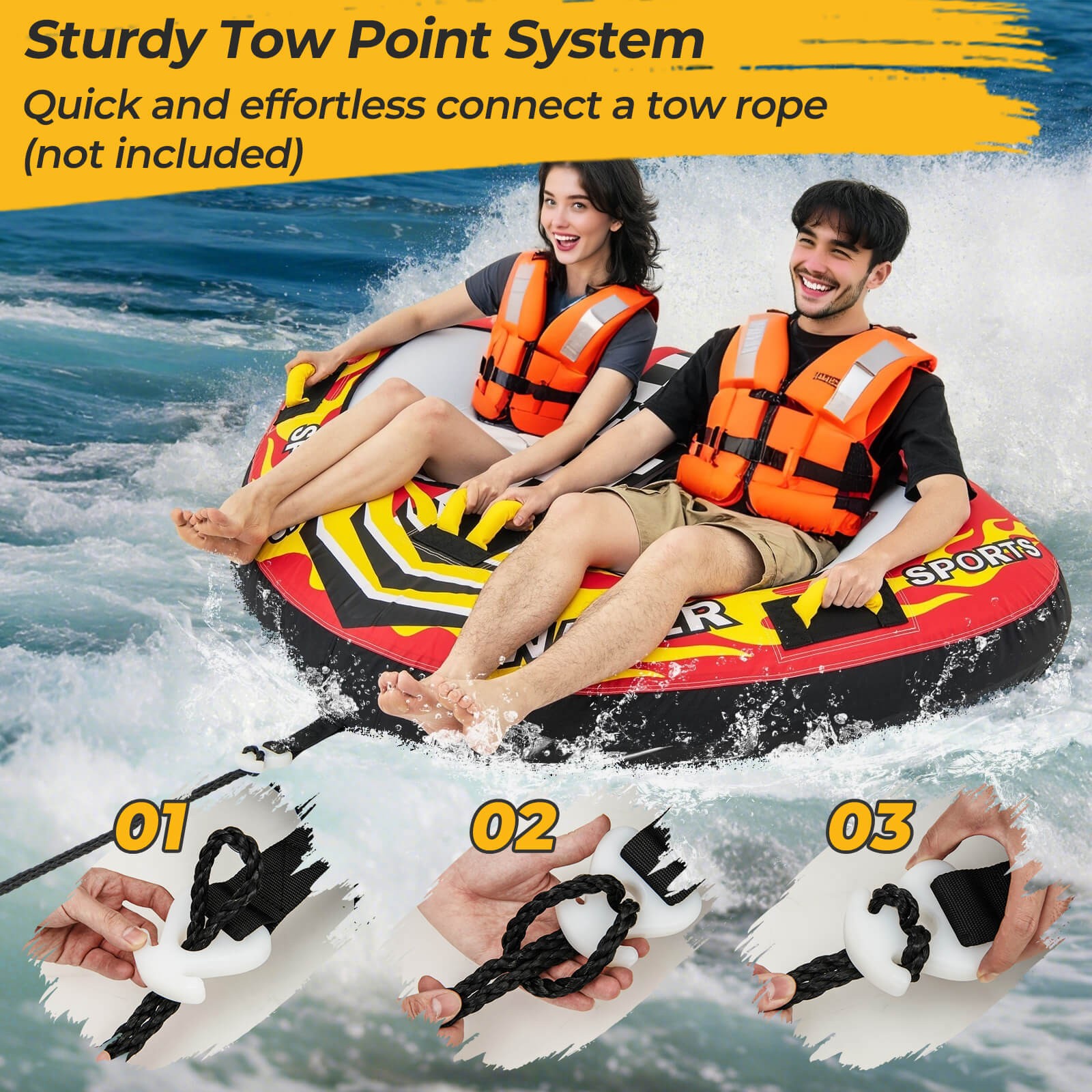 Towable Tube for Boating 1 or 2 Person Inflatable Boat Tube for Youth & Adult