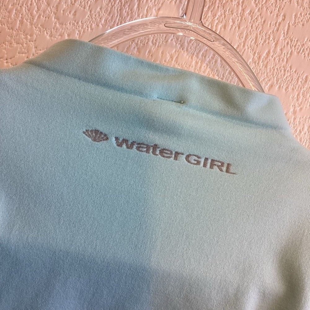Patagonia waterGIRL Rash Guard Top Aqua Blue Long Sleeve Surf Swim Women’s Large