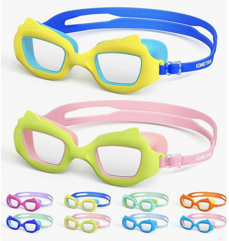 Toddler Swim Goggles 2 Pack Anti-Fog UV Protection Leakproof Kids 3-12