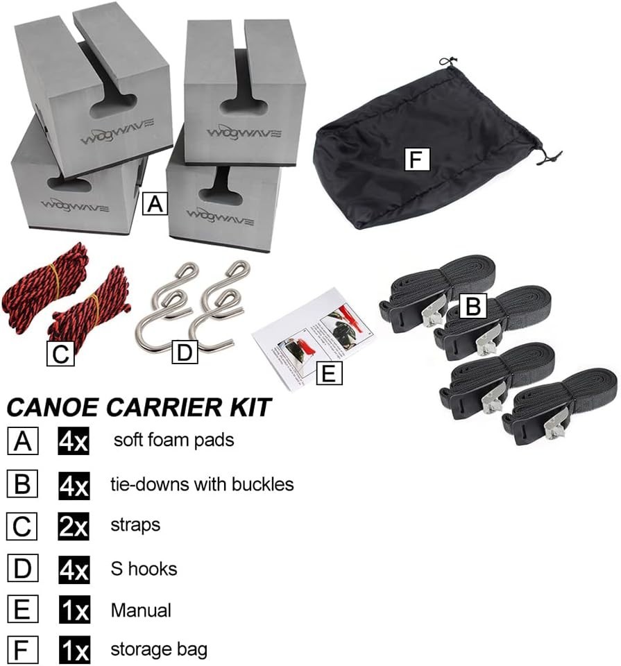 Canoe Carrier Deluxe Carrier Kit Universal Soft Standard Foam Block for Roof Rac