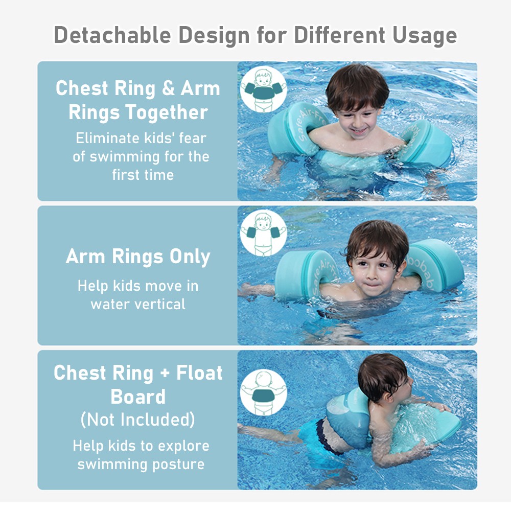 Mambobaby 3-in-1 Non-inflatable Kids Swim Vest Life Jackets For Kids Boys MTEG