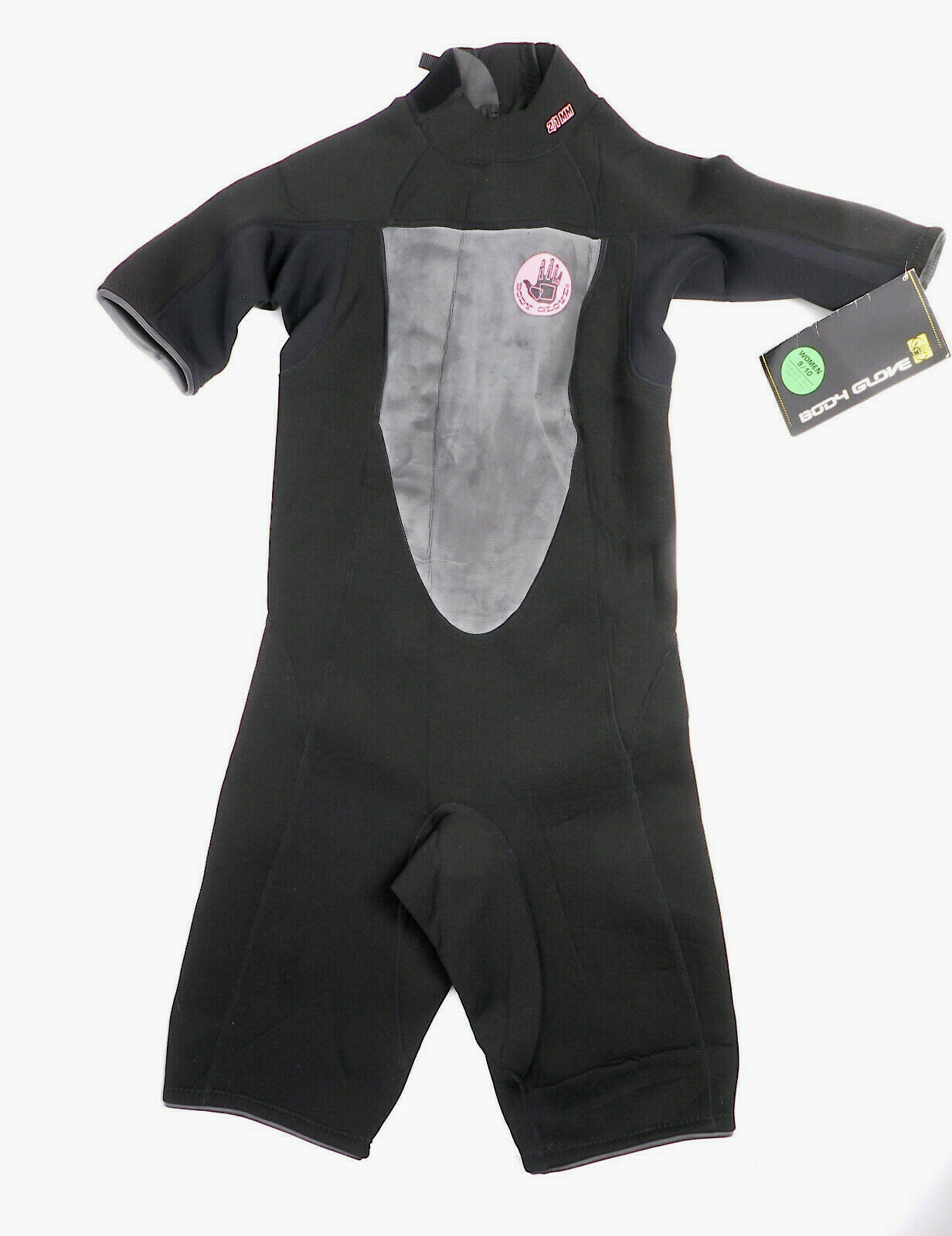 Body Glove Wet Suit Black Shorty 2/1 MM w Long Back Zip, O-Ring Women’s 9/10 NWT