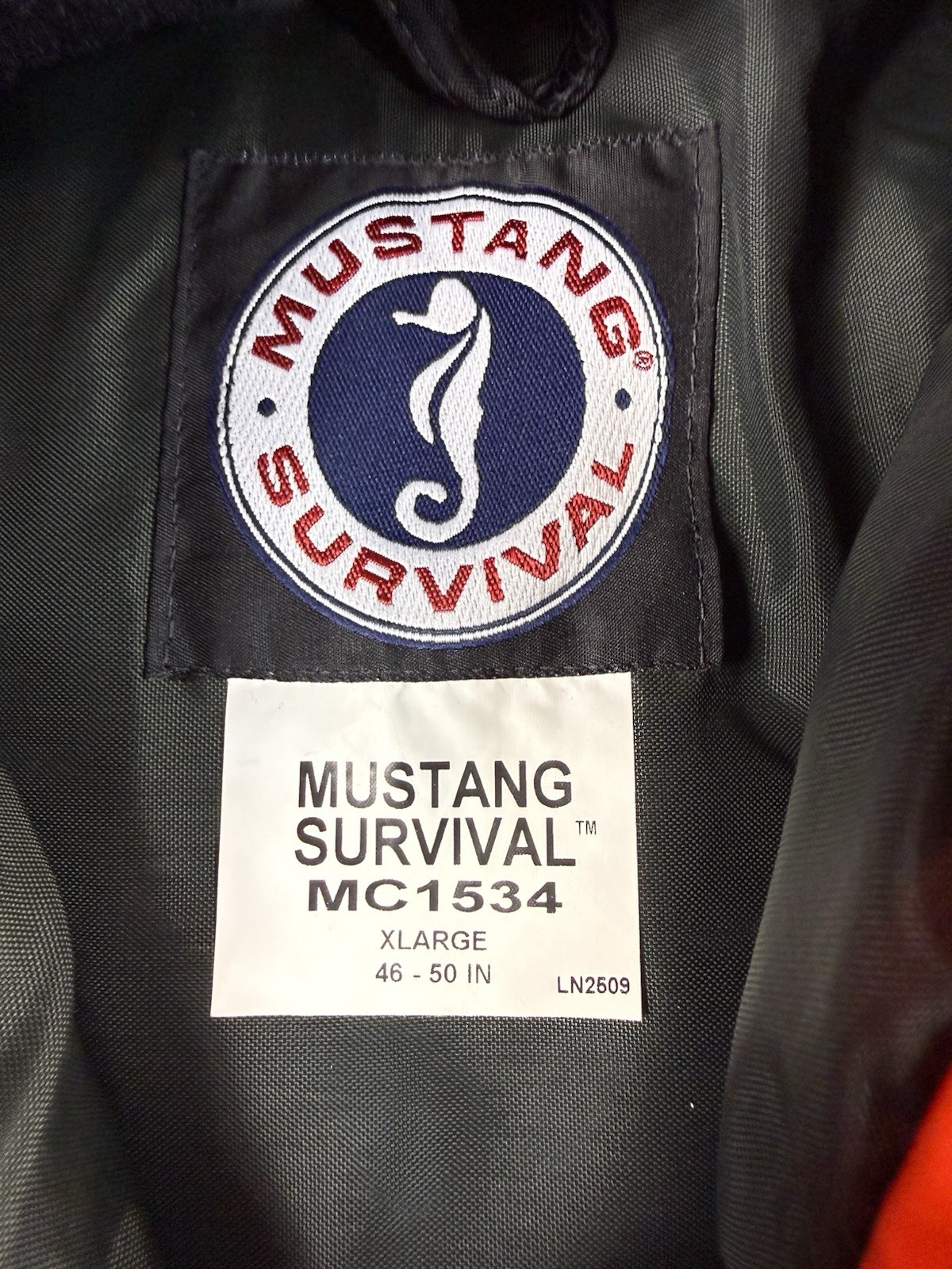 Mustang Survival Orange High Viz Flotation Life Jacket MJ1534 Rescue Men’s XL