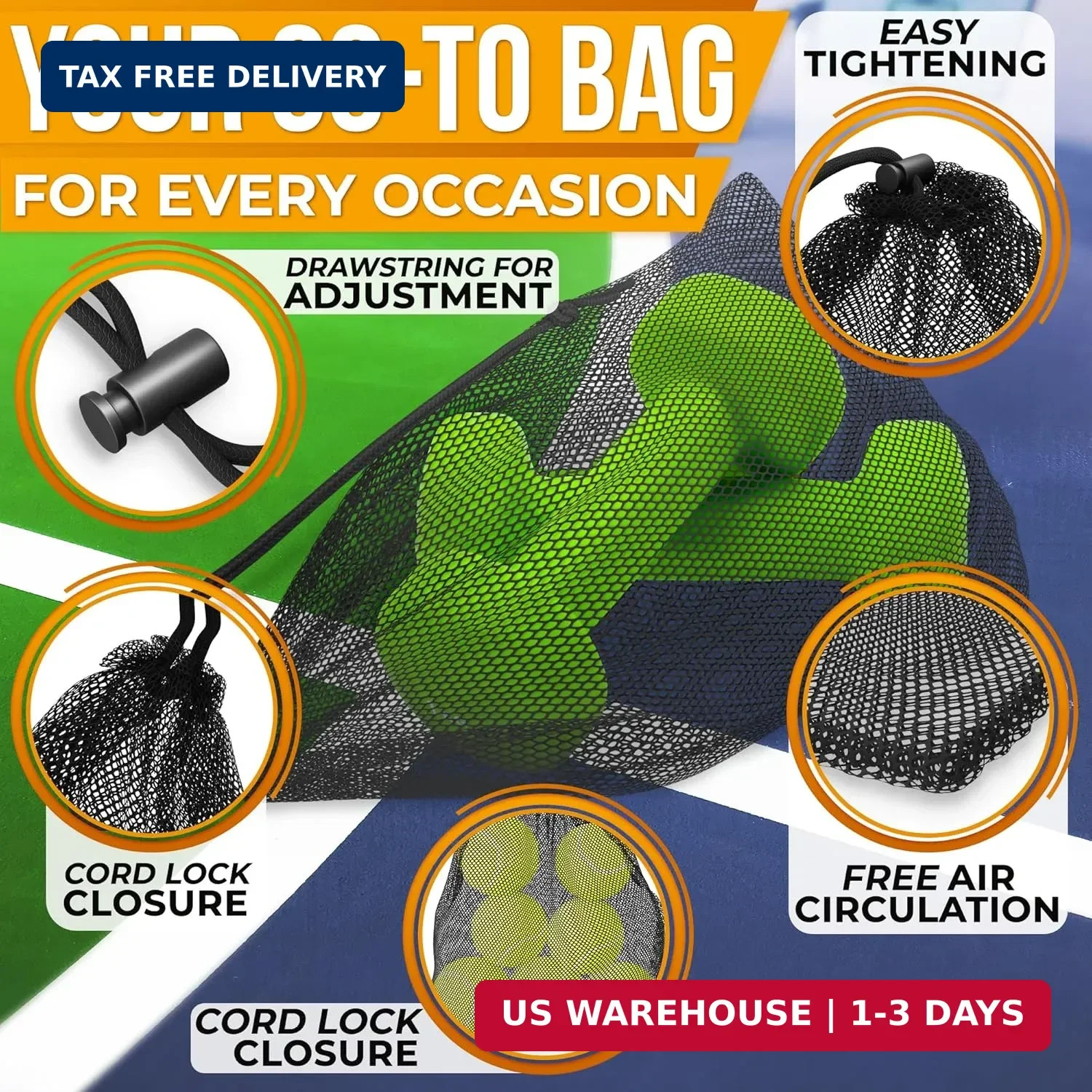 5Pcs Small Mesh Bags Drawstring Black Nylon – 11.8×7.48″ Secure Cinch-Top, Mesh