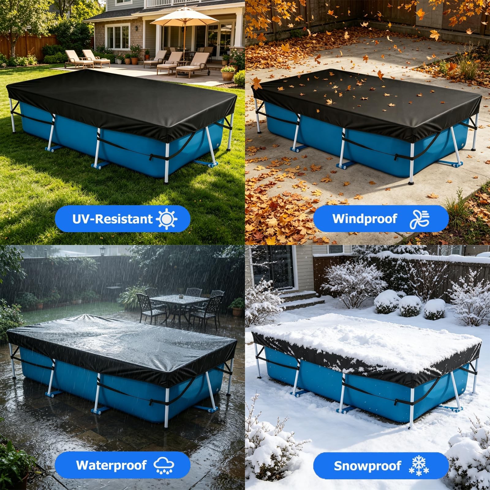Heavy-Duty 7×4 Ft Waterproof Pool Cover for Above Ground Swimming Pools