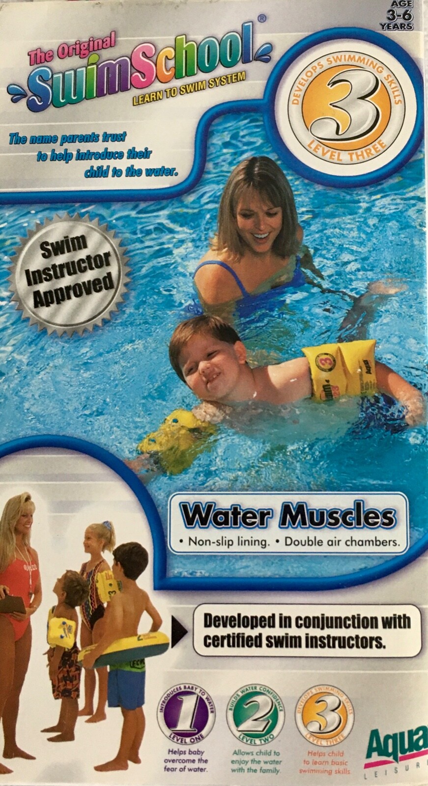 Inflatable Armbands WATER MUSCLES Wings Learn Swimming Skills Age 3-6 Years