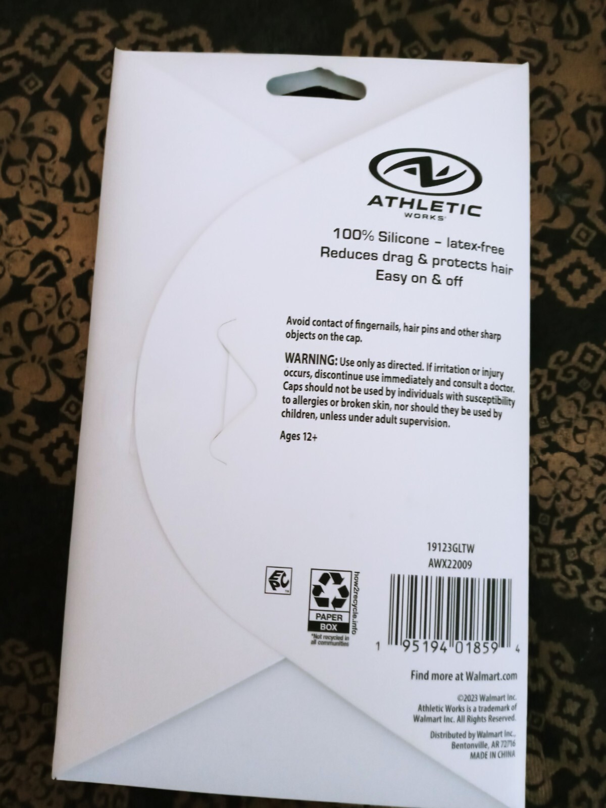 lot of 2 ATHLETIC WORKS Adult Swim Cap 100% Silicone Latex Free Black