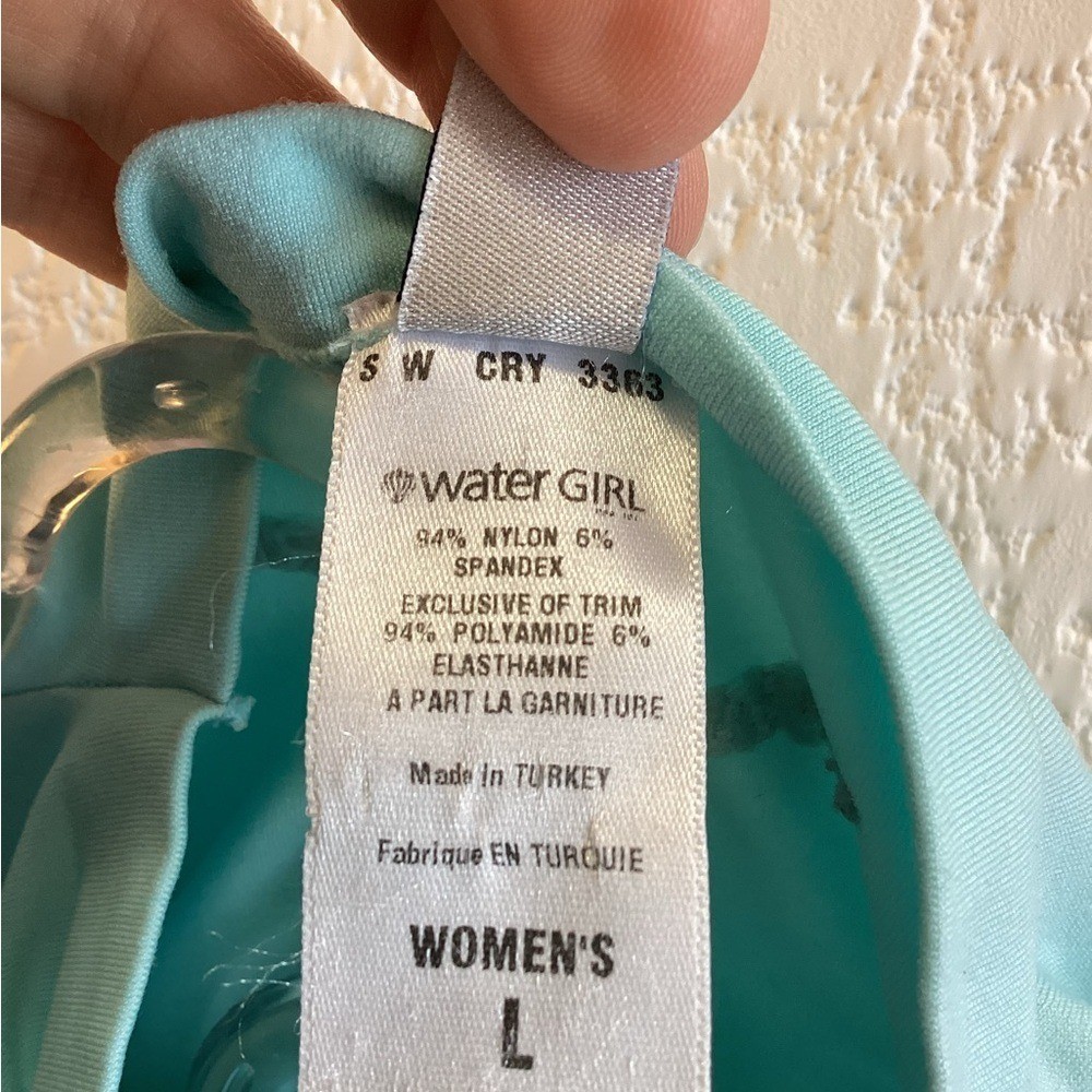 Patagonia waterGIRL Rash Guard Top Aqua Blue Long Sleeve Surf Swim Women’s Large