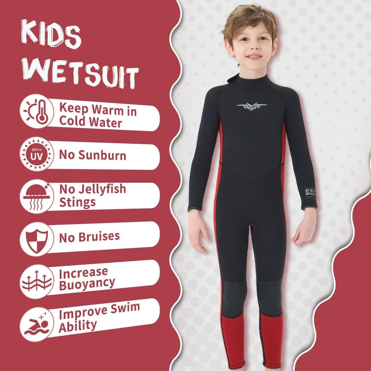 3mm Full Back Zip Wetsuit for Boys & Girls – Thermal Protection for Kids