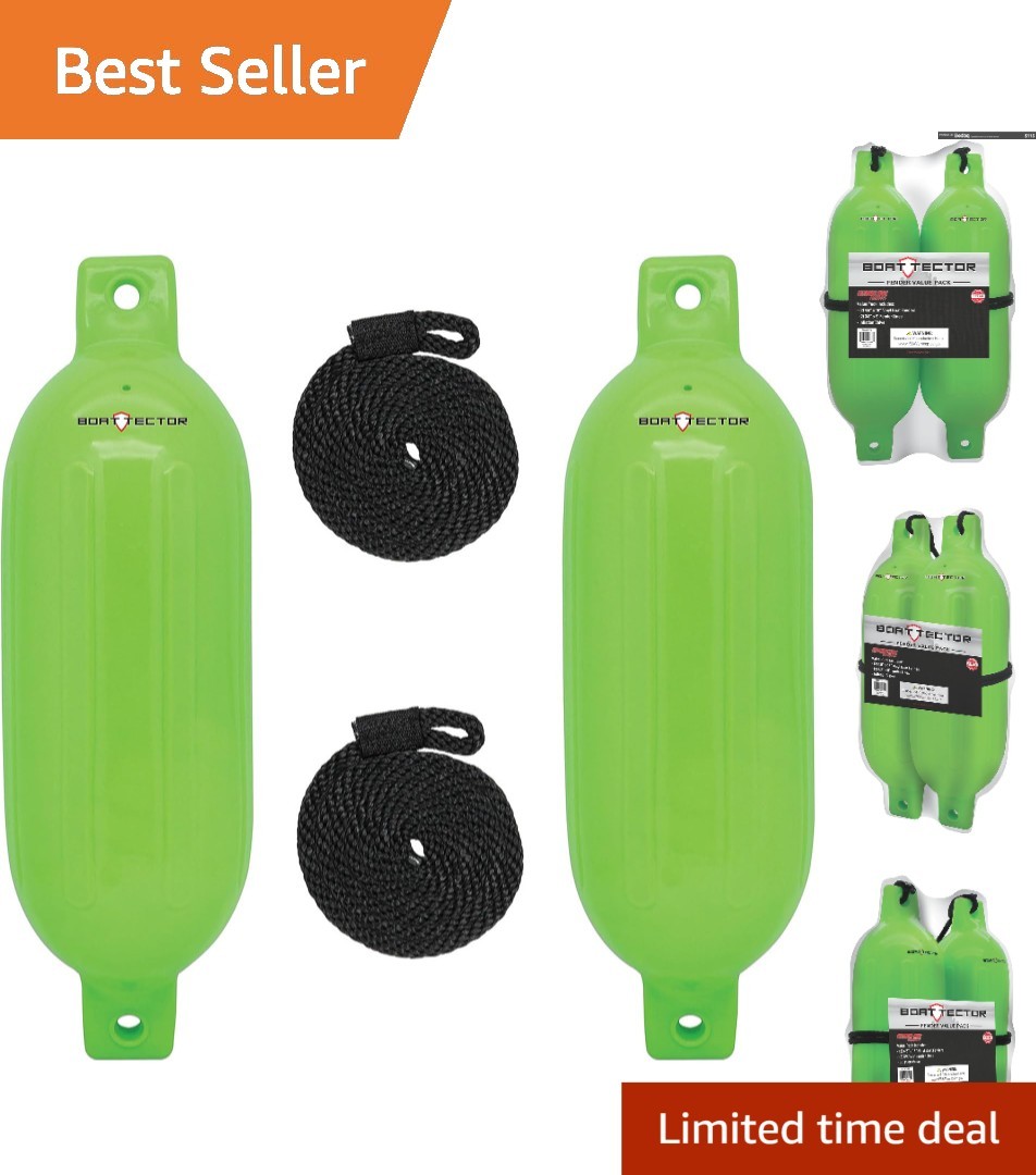 2-Pack BoatTector Inflatable Fenders – 4.5″ x 16″ for Superior Boat Protection