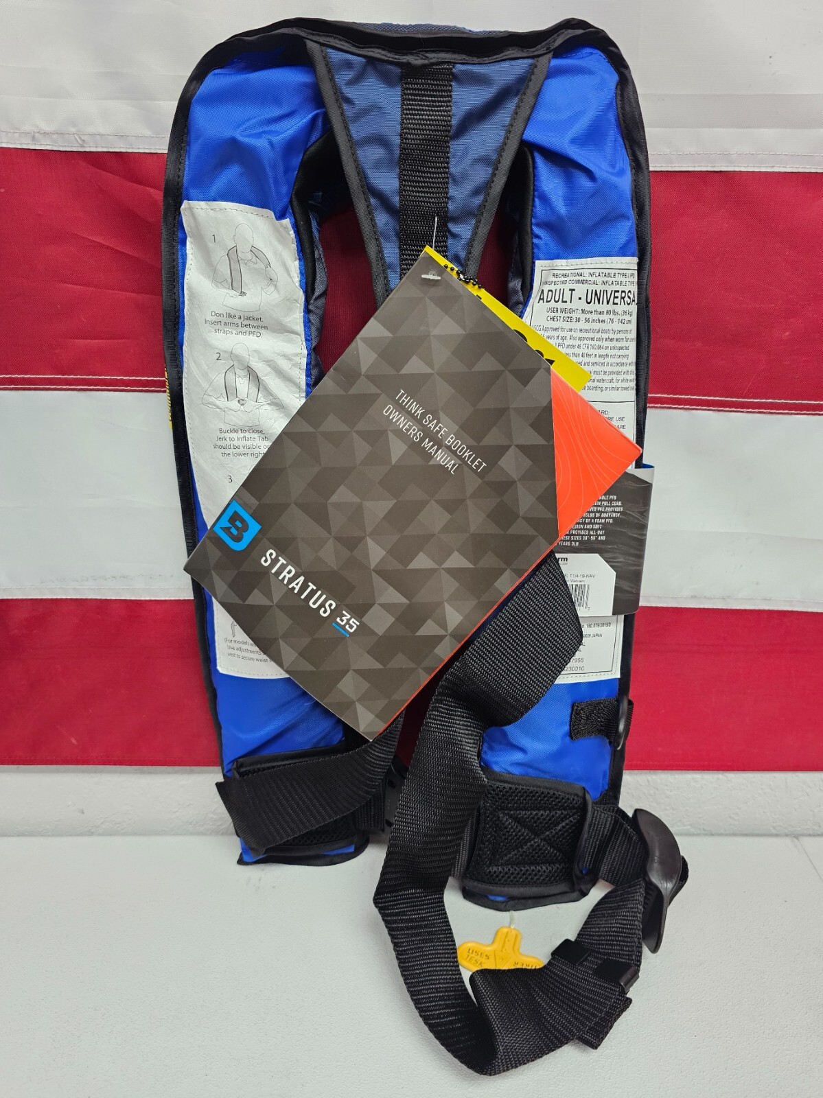 Bluestorm Stratus 35 Inflatable Life Jacket USCG Approved Type 2 PFD, Navy Blue