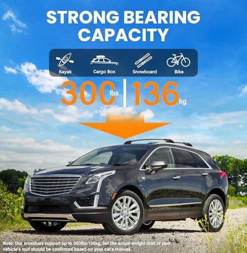 300lbs Lockable Roof Rack Cross Bars Fit Compatible with Cadillac XT5 2017-2026