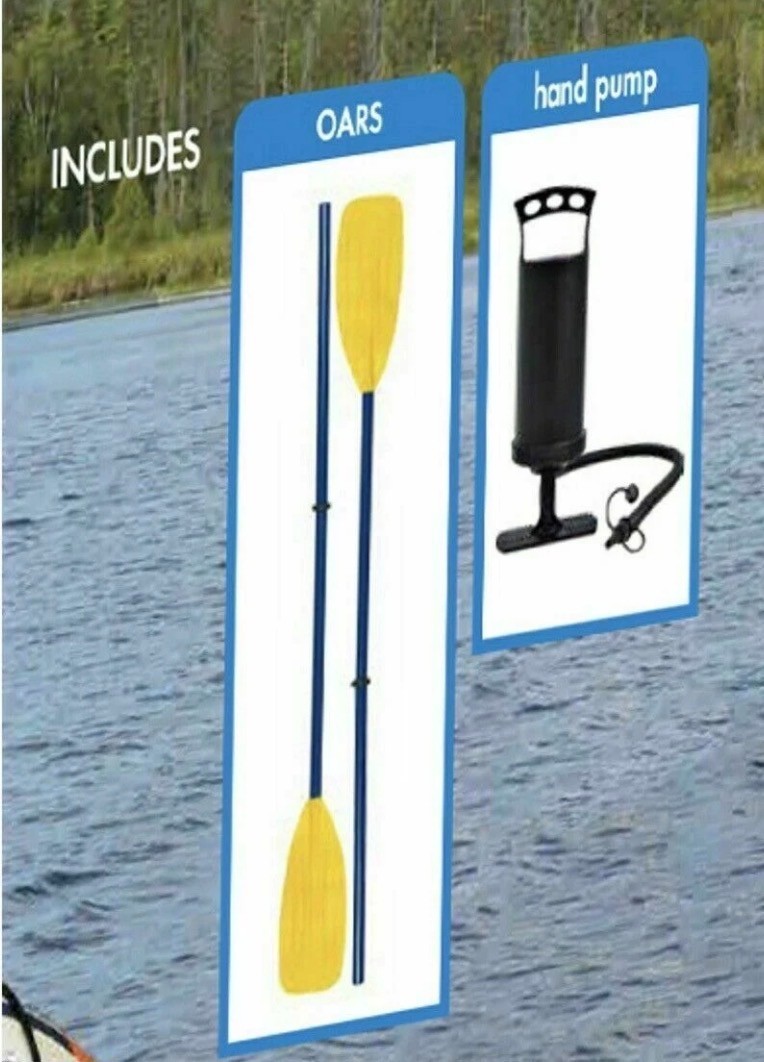 Pathfinder 4 Person Inflatable River Raft/Boat with Pump & Oars – Free Shipping