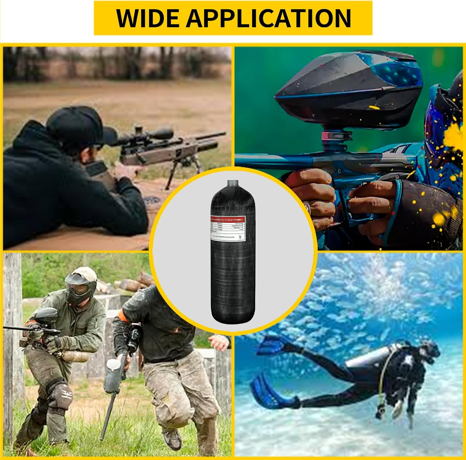 4500Psi Carbon Fiber Scuba Tank(Not DOT)6.8L 414Cu in 6800CC High Pressure Compo