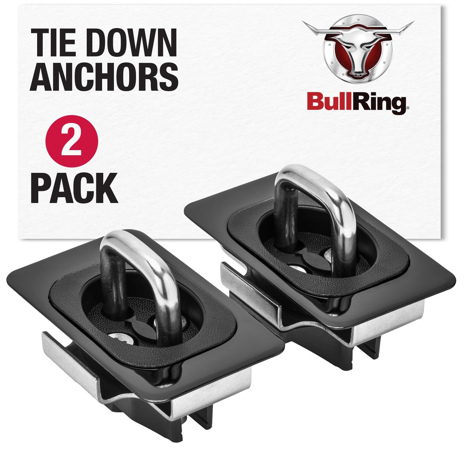 BullRing Stainless Steel Retractable Tie Down Anchors for Truck Bed – Flus