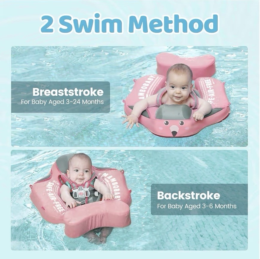 Mambobaby Floatation Baby Float Air Free for pools, safe air free, green.